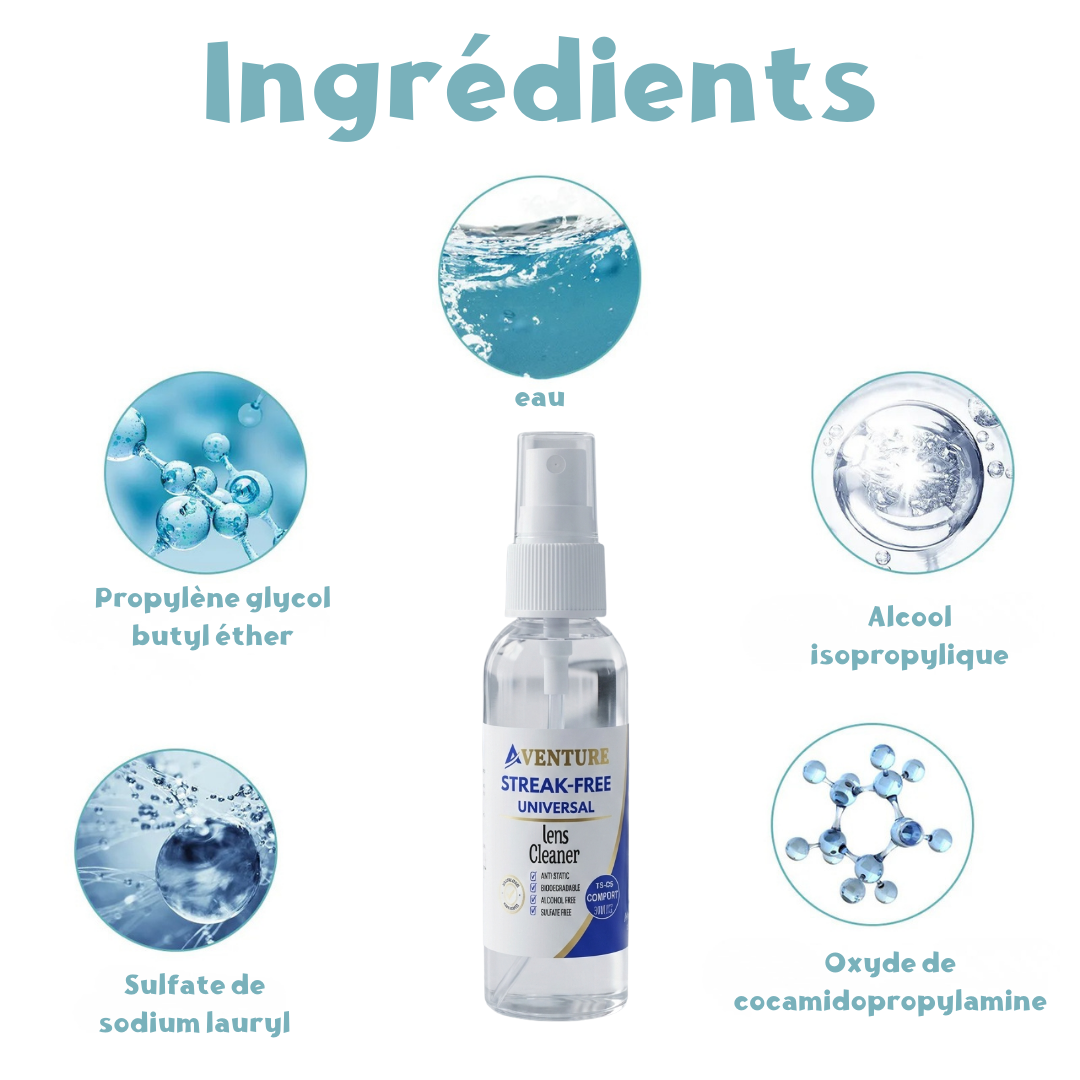 Spray nettoyant spécialisé pour lunettes