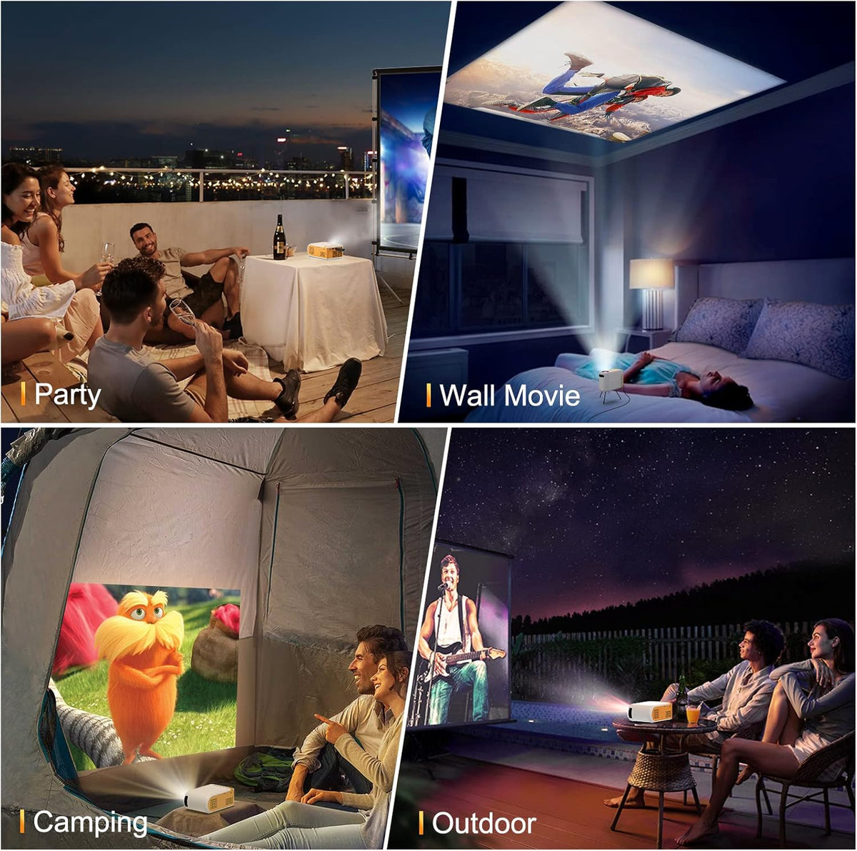 Projecteur Cinema 80" 4K +1 Ans Netflix/Spotify Cadeau🎁 - LAFRIQ