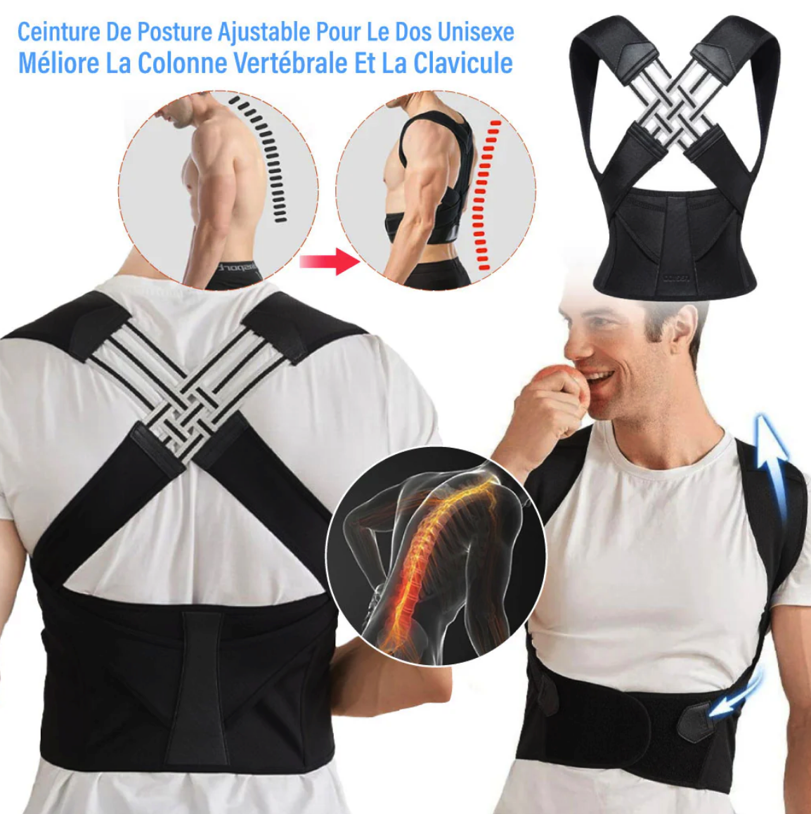 đïž Correcteur De Posture Pour Attelle Dorsale RĂ©glable - Pour Hommes Et Femmes đ§ââïžđ§ââïž - LAFRIQ
