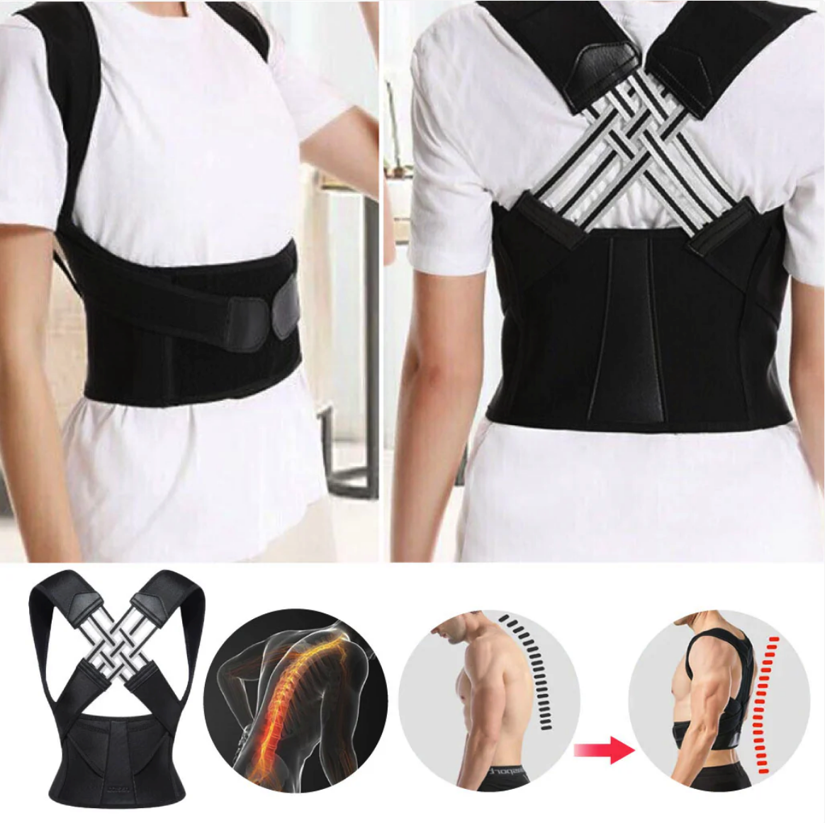 đïž Correcteur De Posture Pour Attelle Dorsale RĂ©glable - Pour Hommes Et Femmes đ§ââïžđ§ââïž - LAFRIQ