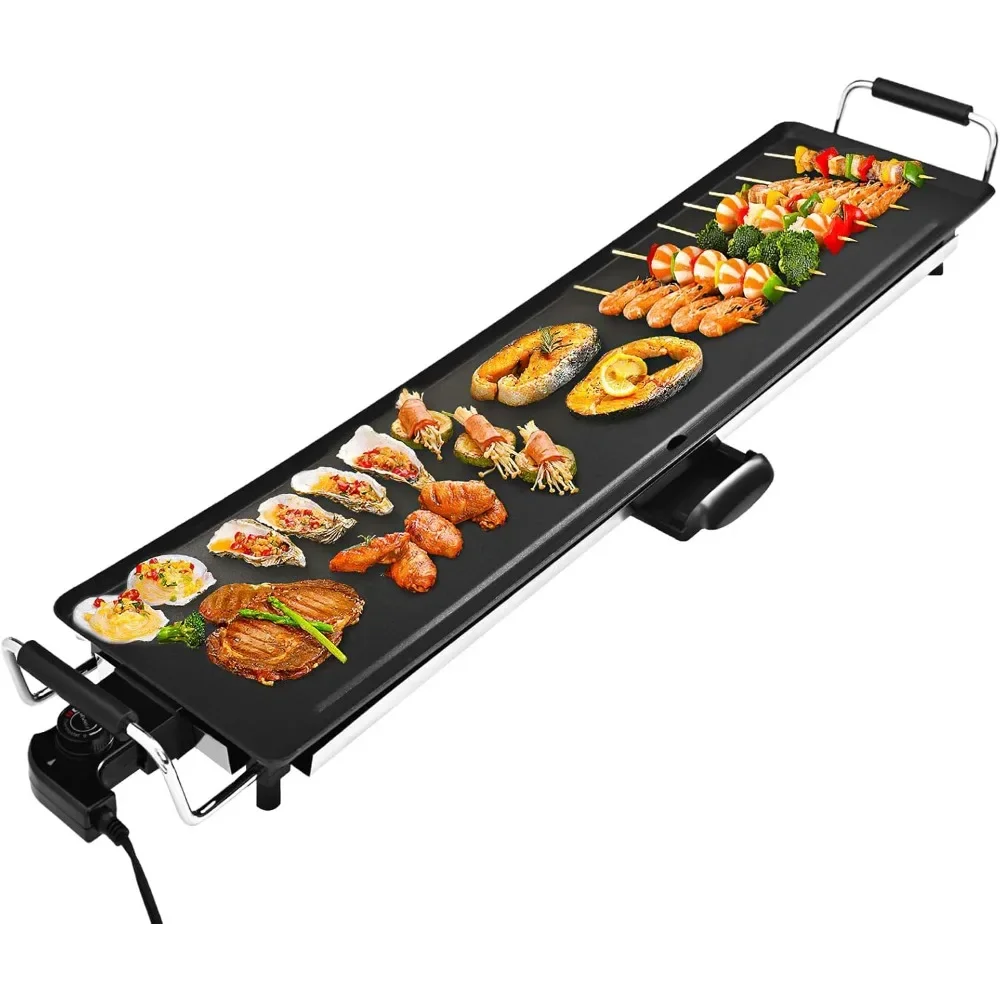 Grande Plaque Teppanyaki Électrique-شواية كهربائية كبيرة الحجم غير لاصقة مع تحكم في درجة الحرارة