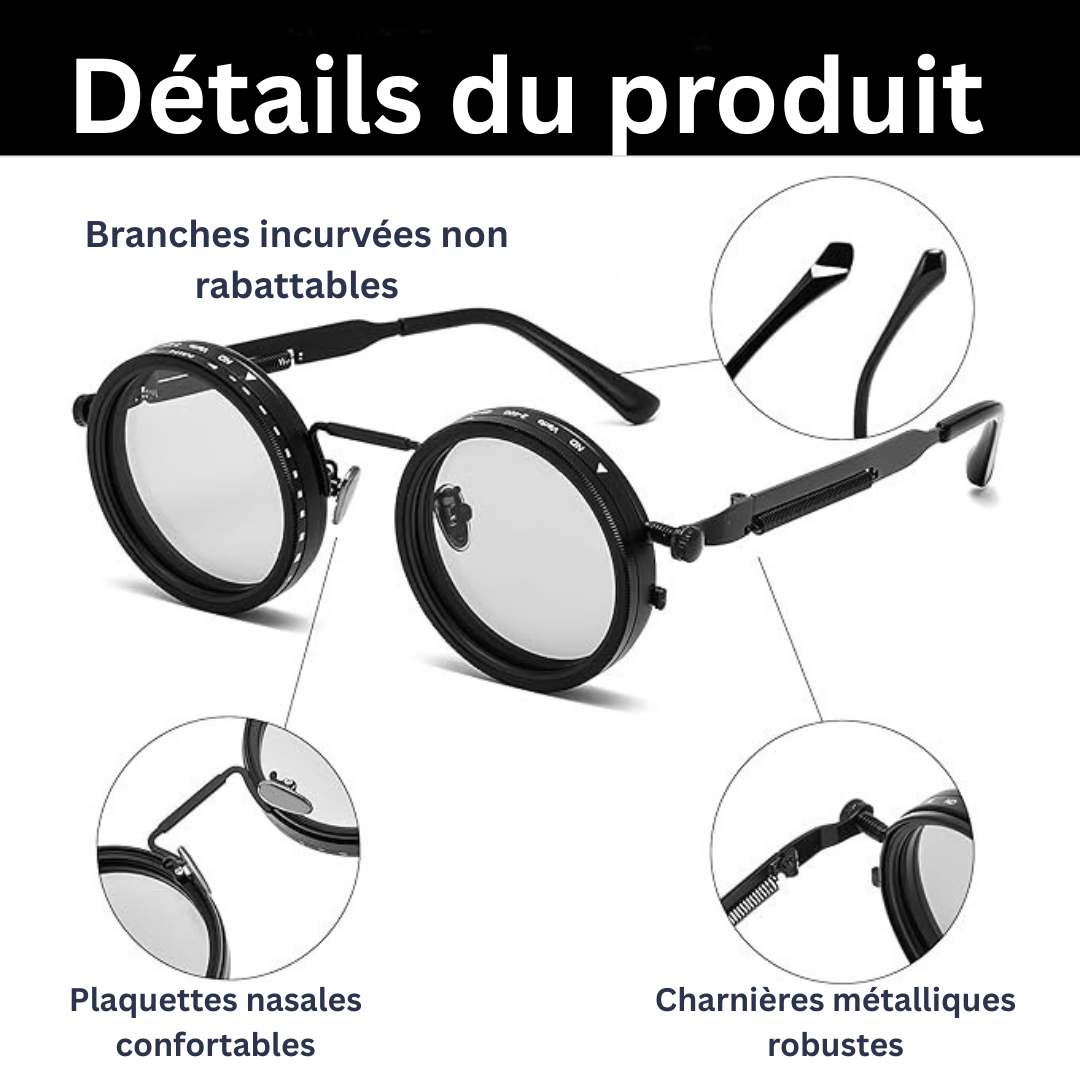 Lunettes Mécaniques Premium UV400 Polarisées - Design Métal + Pochette & Chiffon Offerts