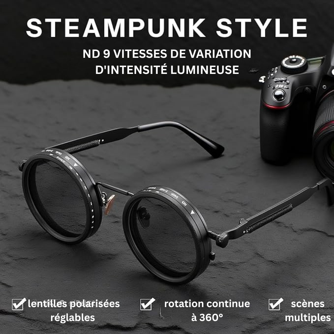 Lunettes Mécaniques Premium UV400 Polarisées - Design Métal + Pochette & Chiffon Offerts