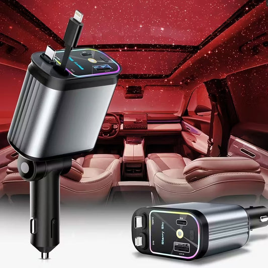 Starry Sky 4 in 1 Fast Charging Car Charger  شاحن سيارة قابل للسحب