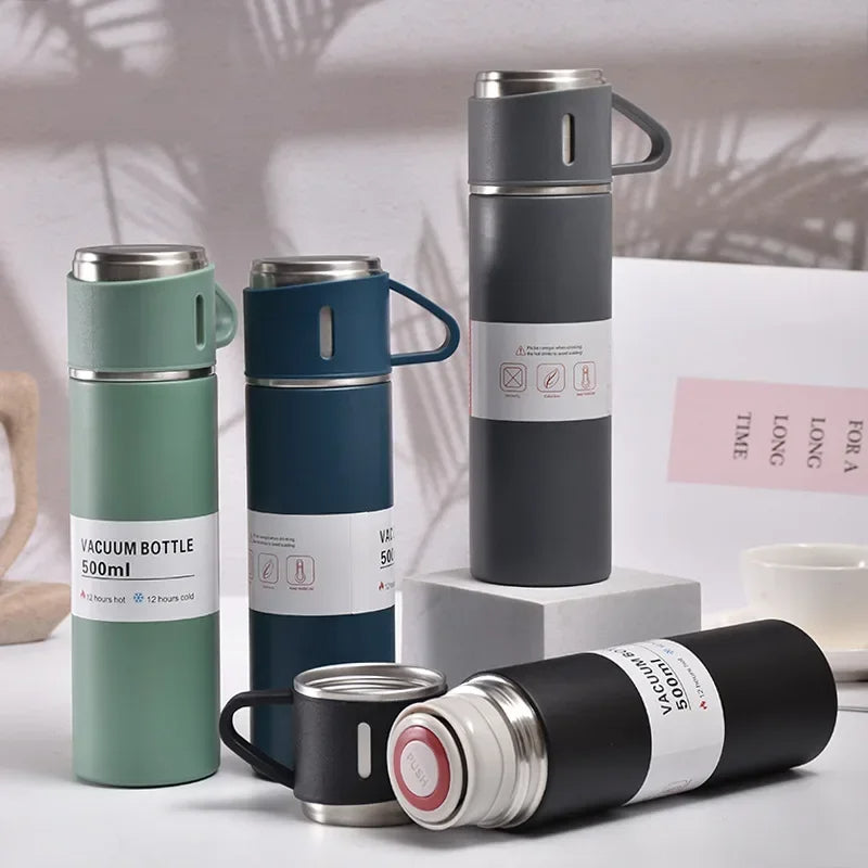 Thermos avec 3 tasses  ترمس من الفولاذ المقاوم للصدأ