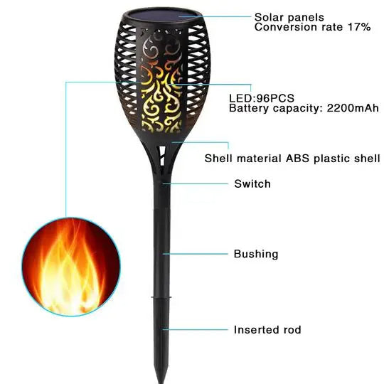solar flame  مصباح للحديقة