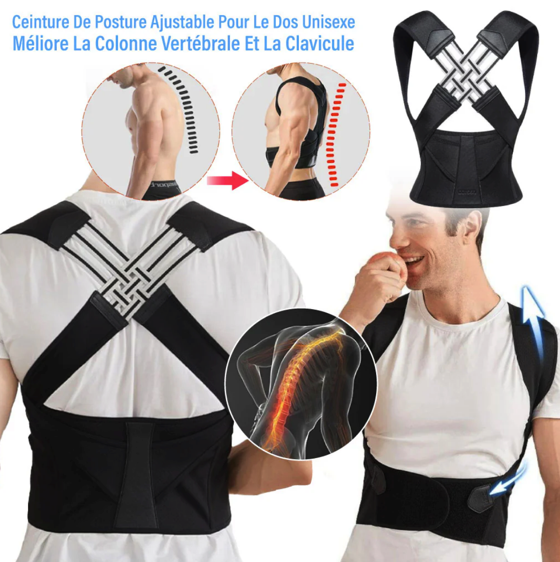 🏋️ Correcteur De Posture Pour Attelle Dorsale Réglable - Pour Hommes Et Femmes 🧘‍♂️🧘‍♀️