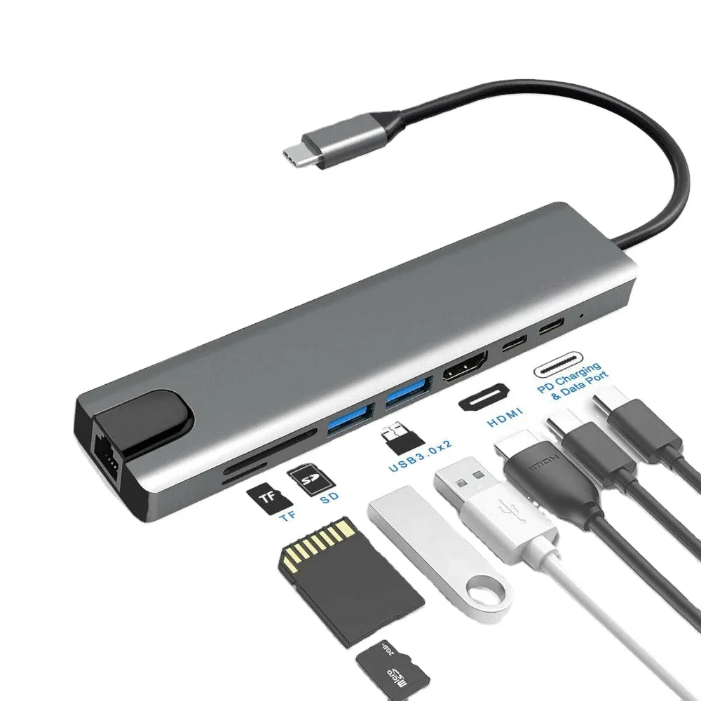Hub USB C 8 en 1 USB-C ثماني في واحد