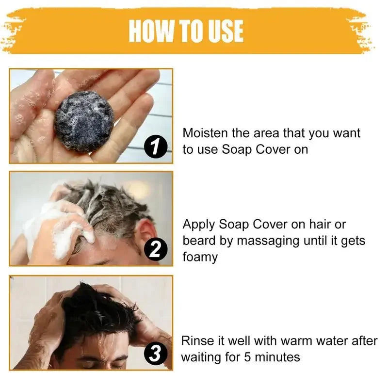 black soap صابون أسود لتغطية الشعر الرمادي
