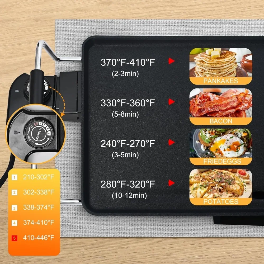 Grande Plaque Teppanyaki Électrique-شواية     كهربائية كبيرة الحجم غير لاصقة مع تحكم في درجة الحرارة
