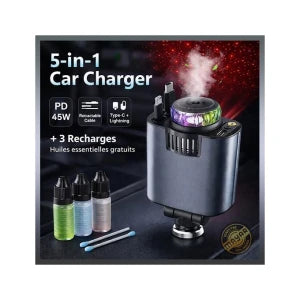 Chargeur de voiture5 en 1  محول ولاعة سجائر 66 واط للشحن السريع
