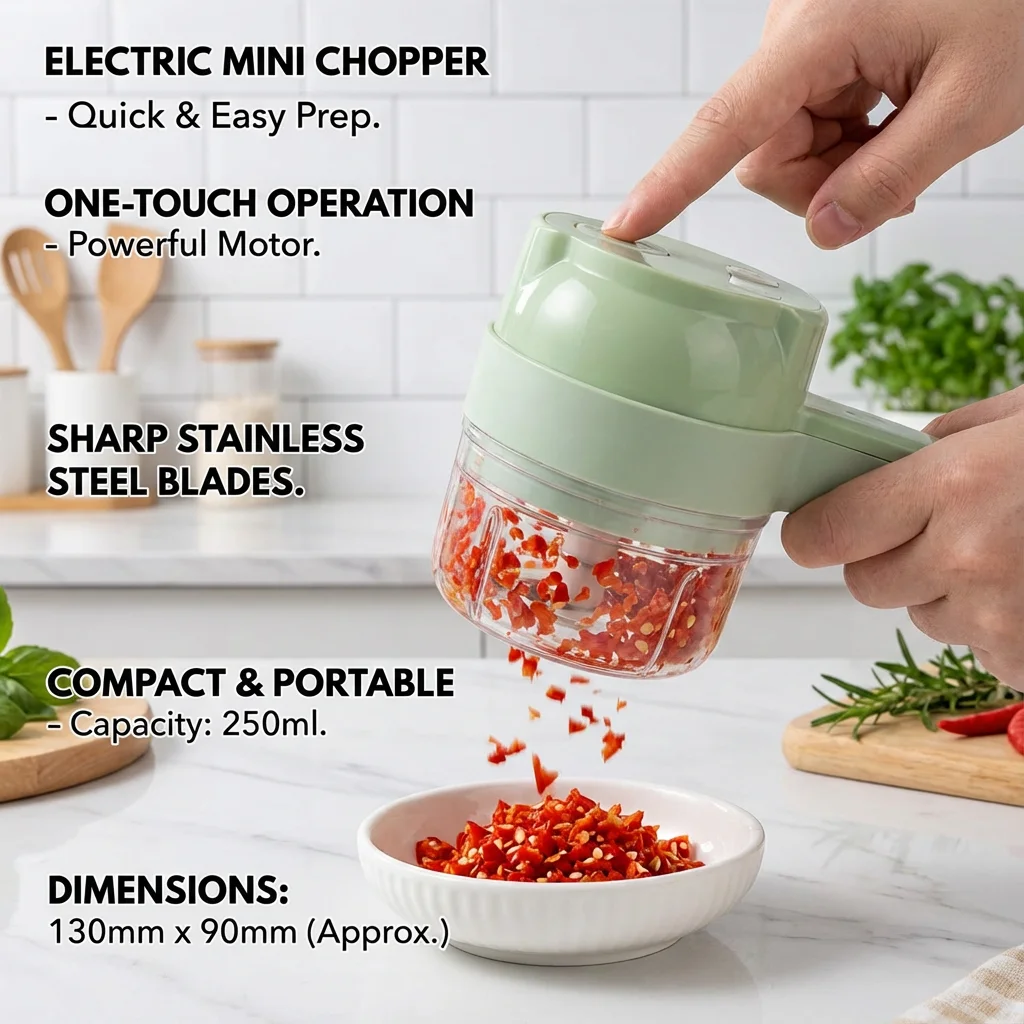 قطاعة خضروات كهربائية - Hachoir Électrique Portable 4 en 1 pour Légumes
