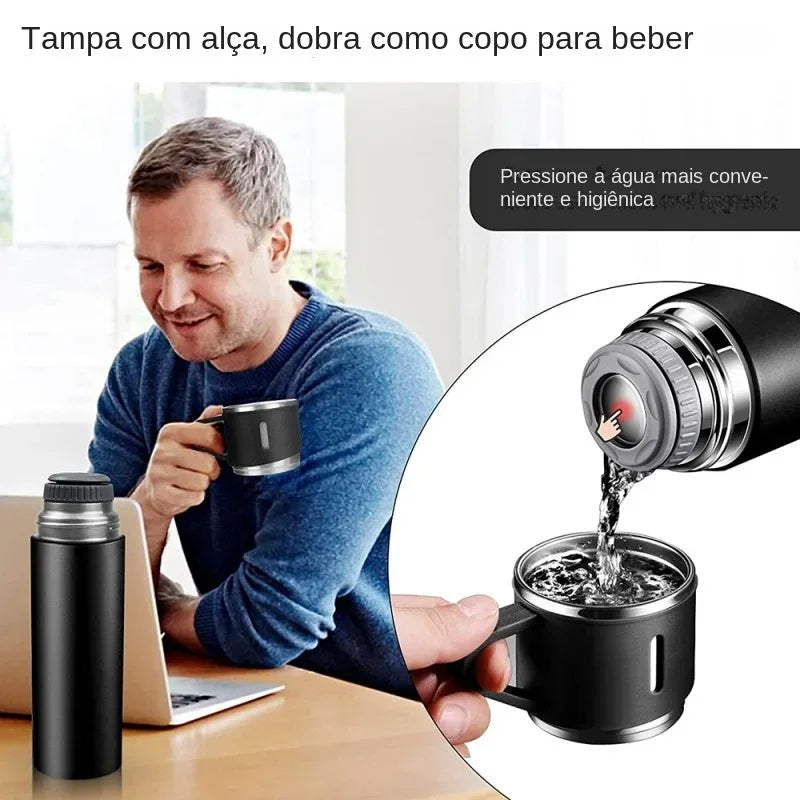 Thermos avec 3 tasses  ترمس من الفولاذ المقاوم للصدأ